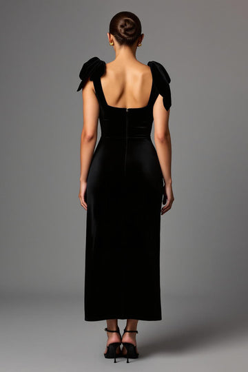 Black Bodycon Square Neck Semi-Formal Dress